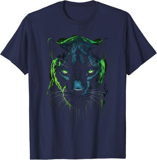 Panther with beautiful green eyes black panthers T-Shirt - T-Shirt | Navy