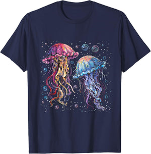 Jellyfish Artwork Motif Sea Ocean Animal Jellyfish Lover T-Shirt - T-Shirt | Navy