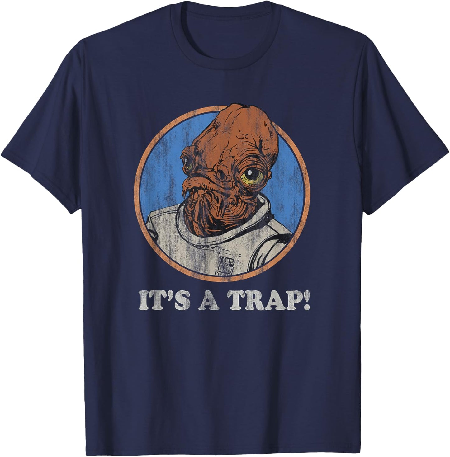 Star Wars Admiral Ackbar It's A Trap Distressed T-Shirt - T-Shirt | Navy