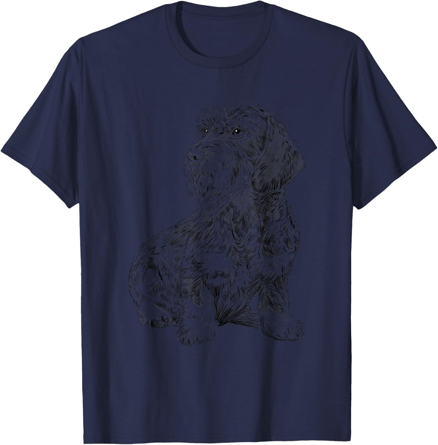 Sitting Dog Wirehaired Dachshund T-Shirt - T-Shirt | Navy