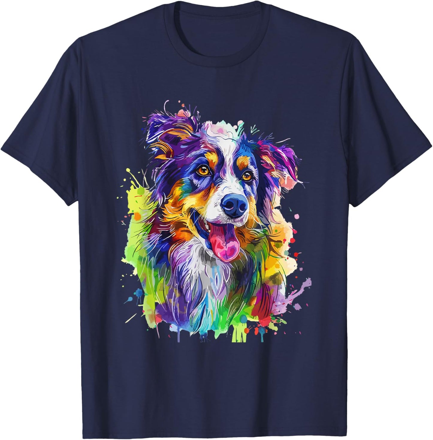 Australian Shepherd Lovers Pop Art Australian Shepherd Dog Men Women Kids T-Shirt - T-Shirt | Navy