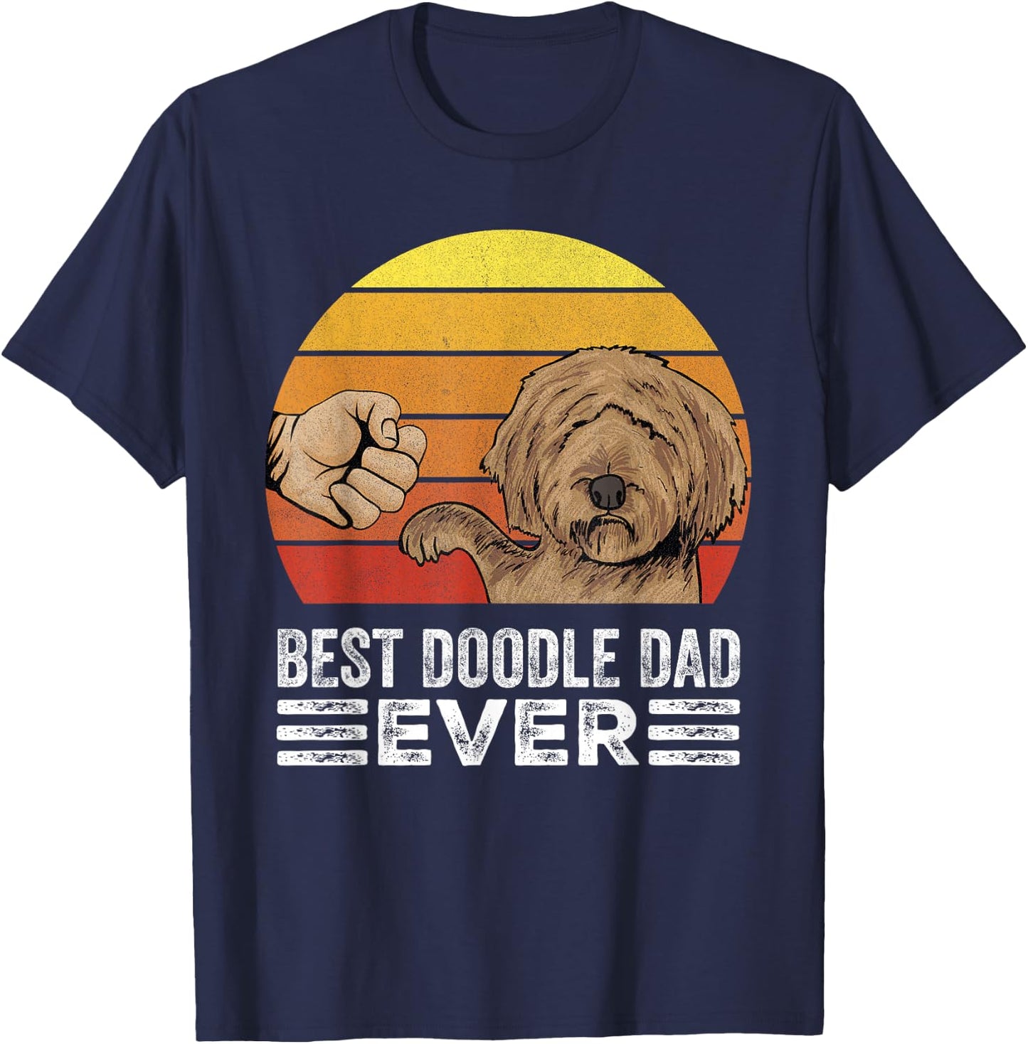Retro Best Doodle Dad Ever Shirt Vintage Goldendoodle Dad T-Shirt - T-Shirt | Navy