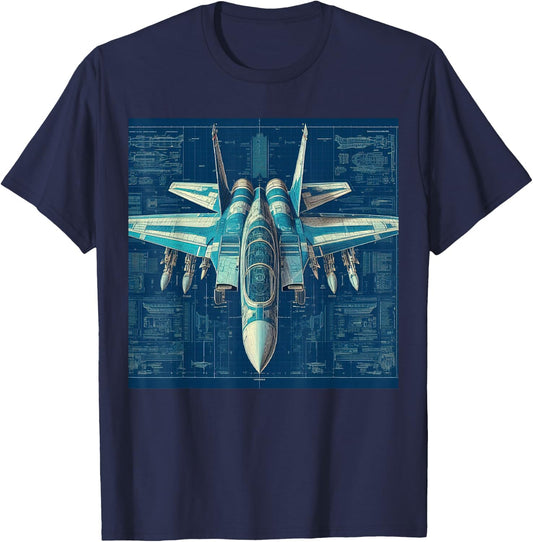 F-14 Tomcat Fighter Jet Assembly Blueprint Military Aviation Men Women Kids T-Shirt - T-Shirt | Navy
