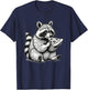 Raccoon Eating Pizza Slice Hand Drawn Art Cute Raccoon T-Shirt - T-Shirt | Navy