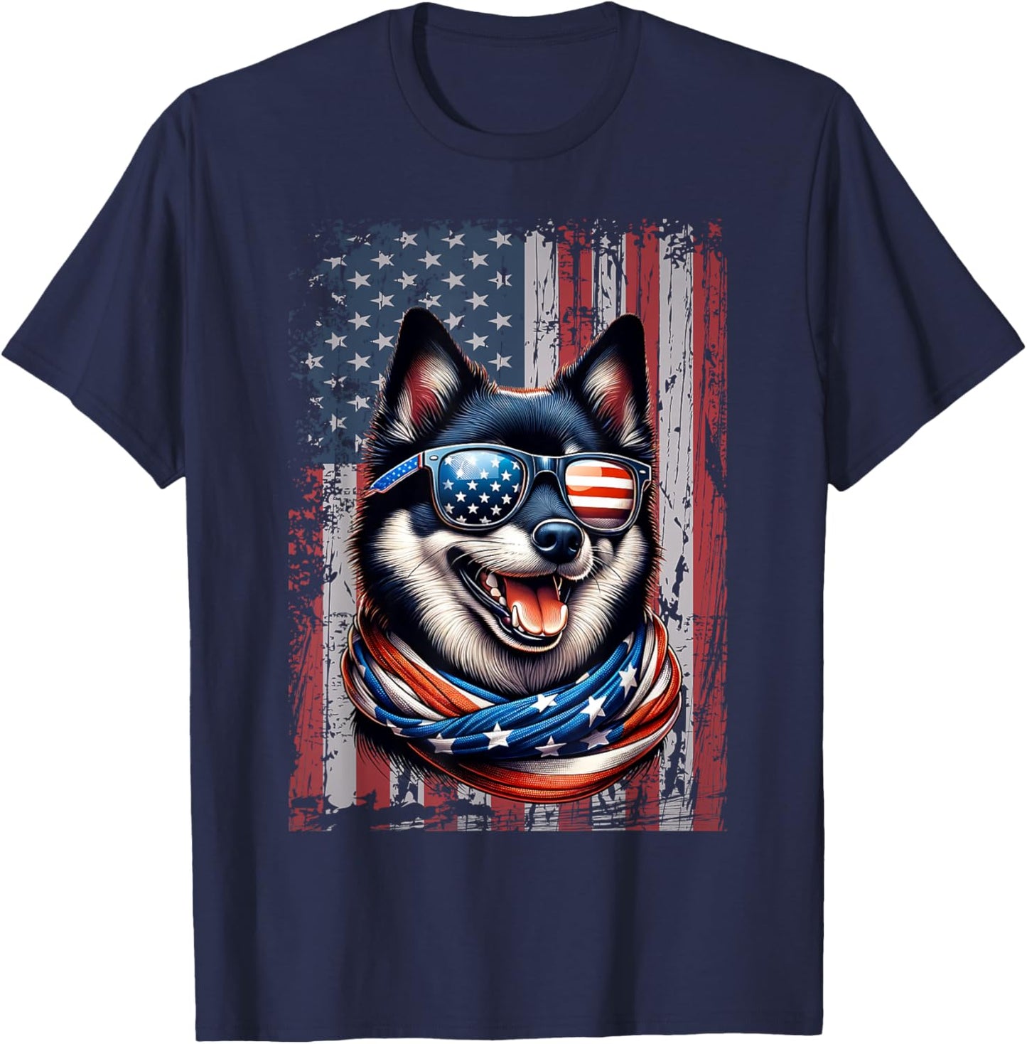 Schipperke Dog Lover Flag 4th Of July Patriotic T-Shirt - T-Shirt | Navy