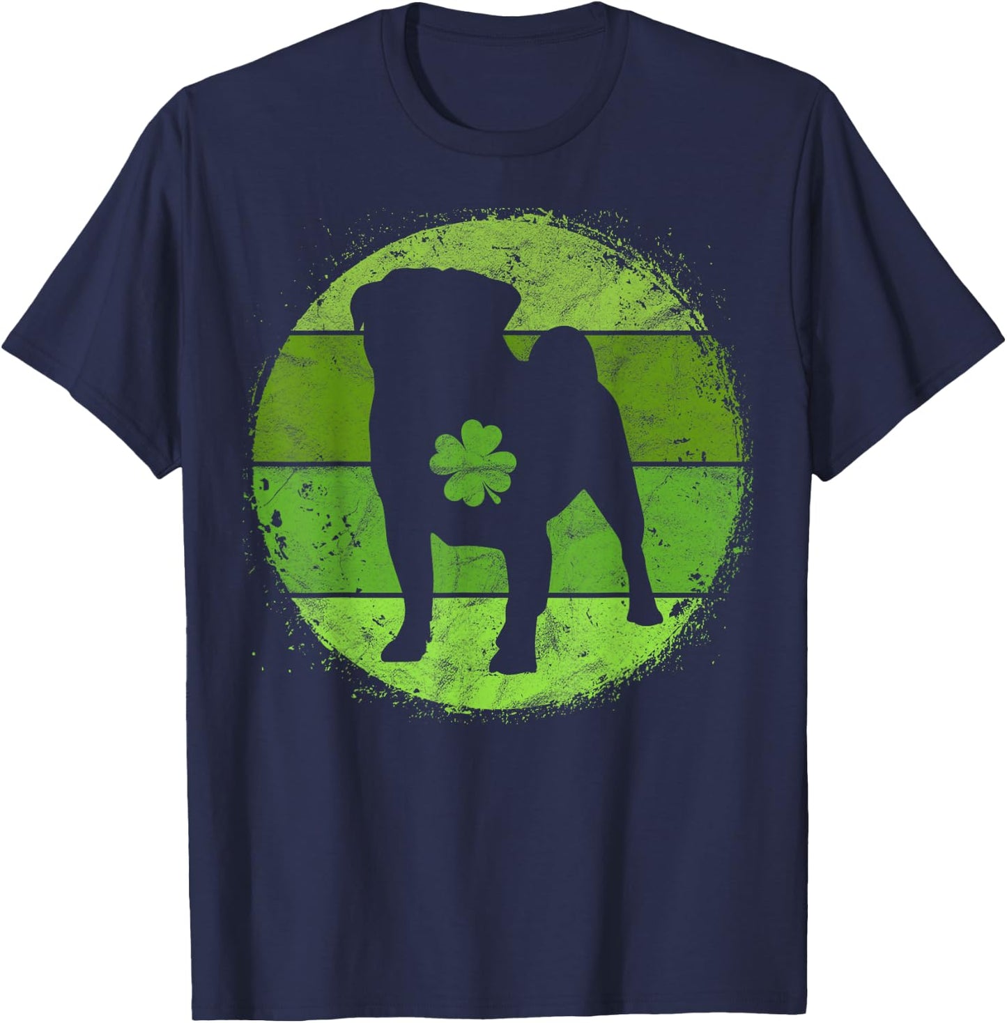 Circular Pug Irish Shamrock Puggle Dog St Patrick's Day Women Kids T-Shirt - T-Shirt | Navy
