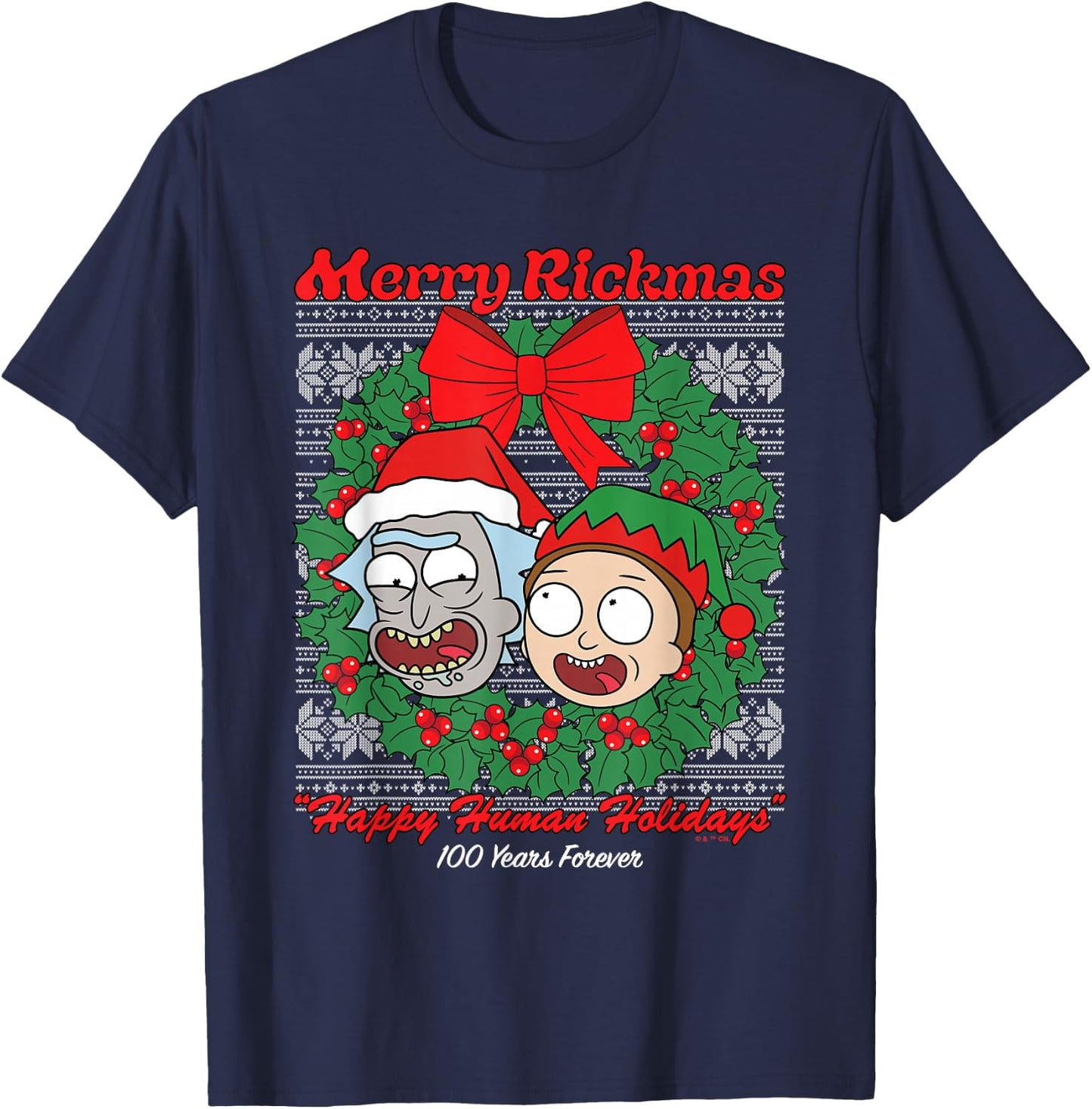 Rick and Morty Merry Rickmas Ugly Christmas T-Shirt - T-Shirt | Navy