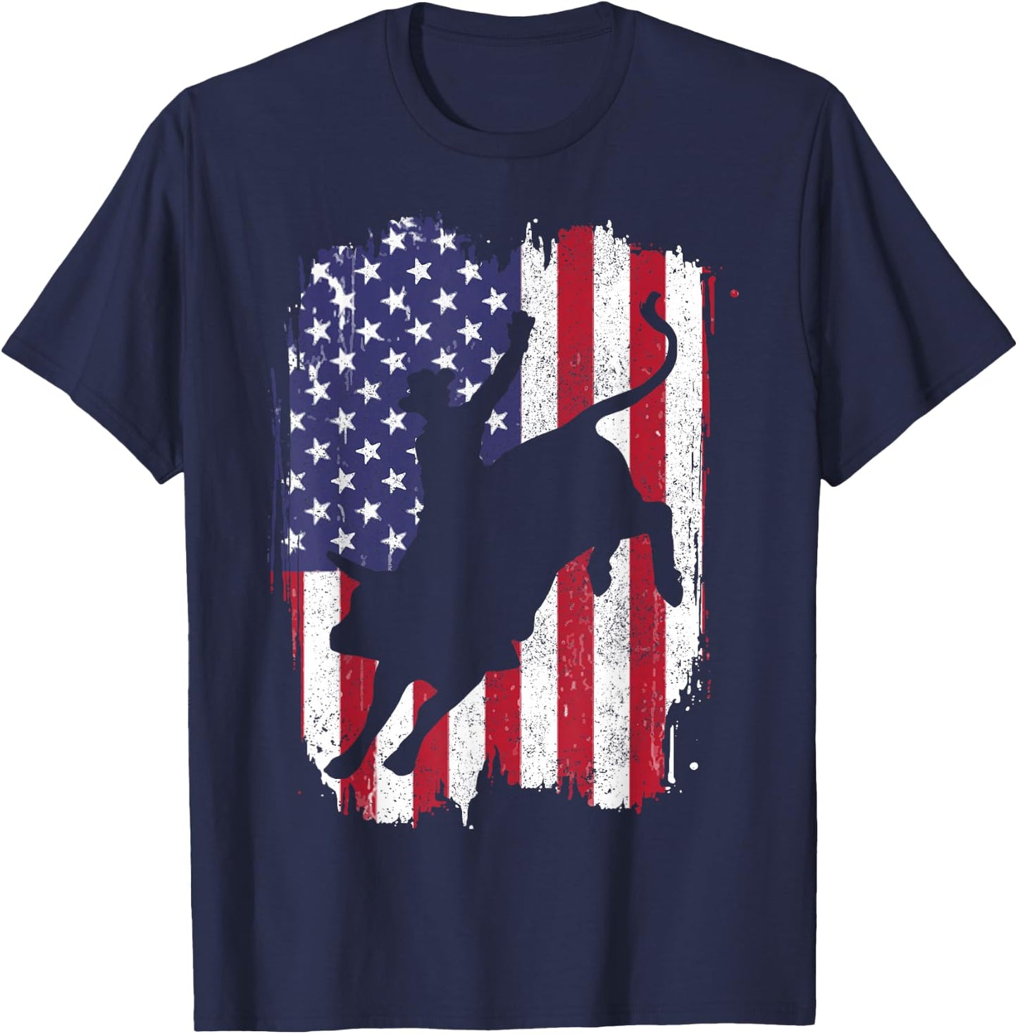 BullRiding American Flag Rodeo Patriotic T-Shirt - T-Shirt | Navy