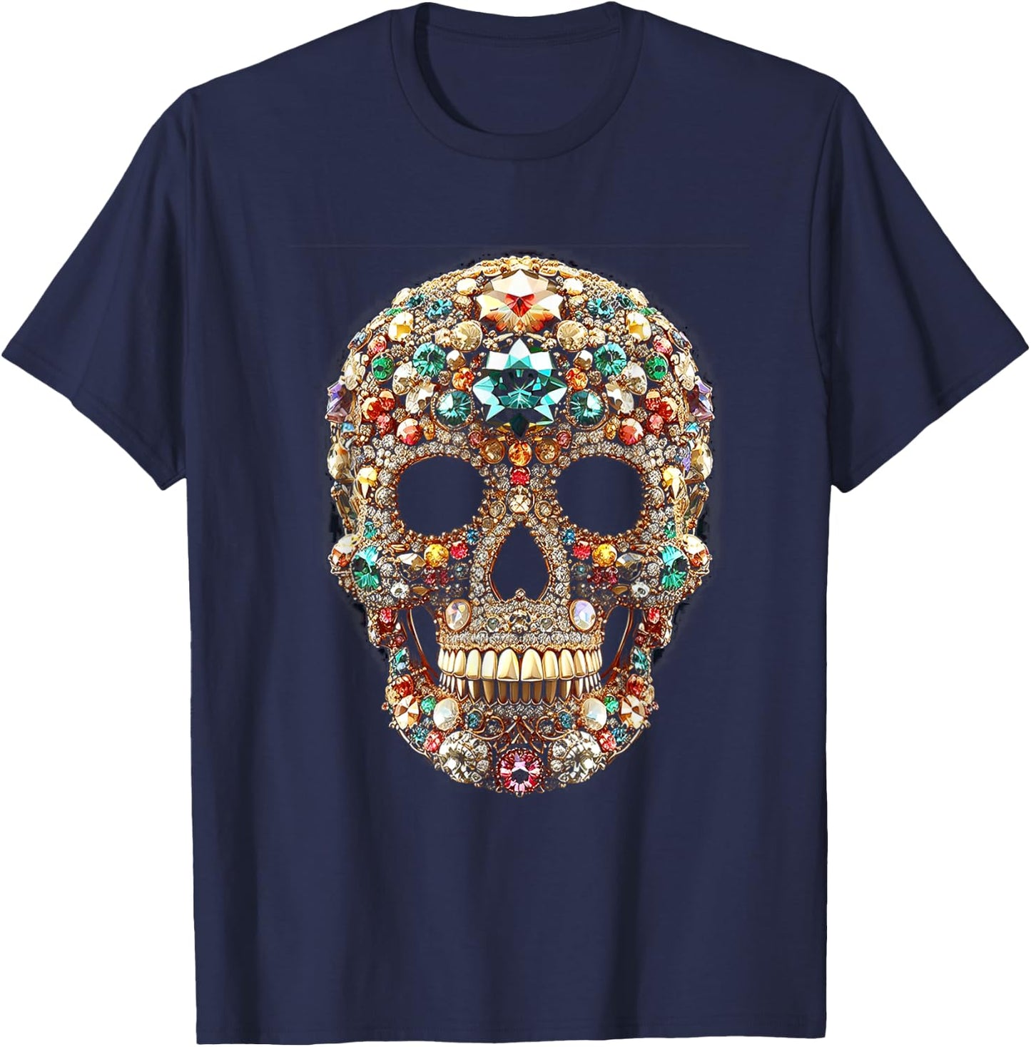 Vintage Shining Diamonds Luxury Antique skull Funny Gift T-Shirt - T-Shirt | Navy