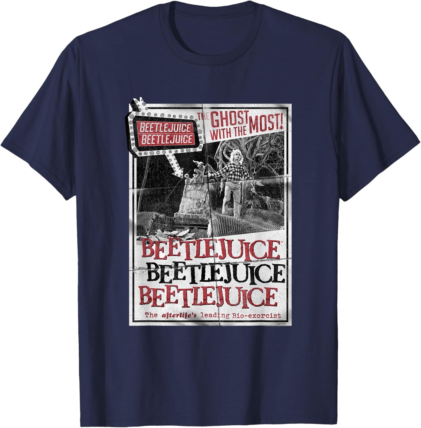 Beetlejuice Vintage Retro Ghost With The Most Faded Flyer T-Shirt - T-Shirt | Navy