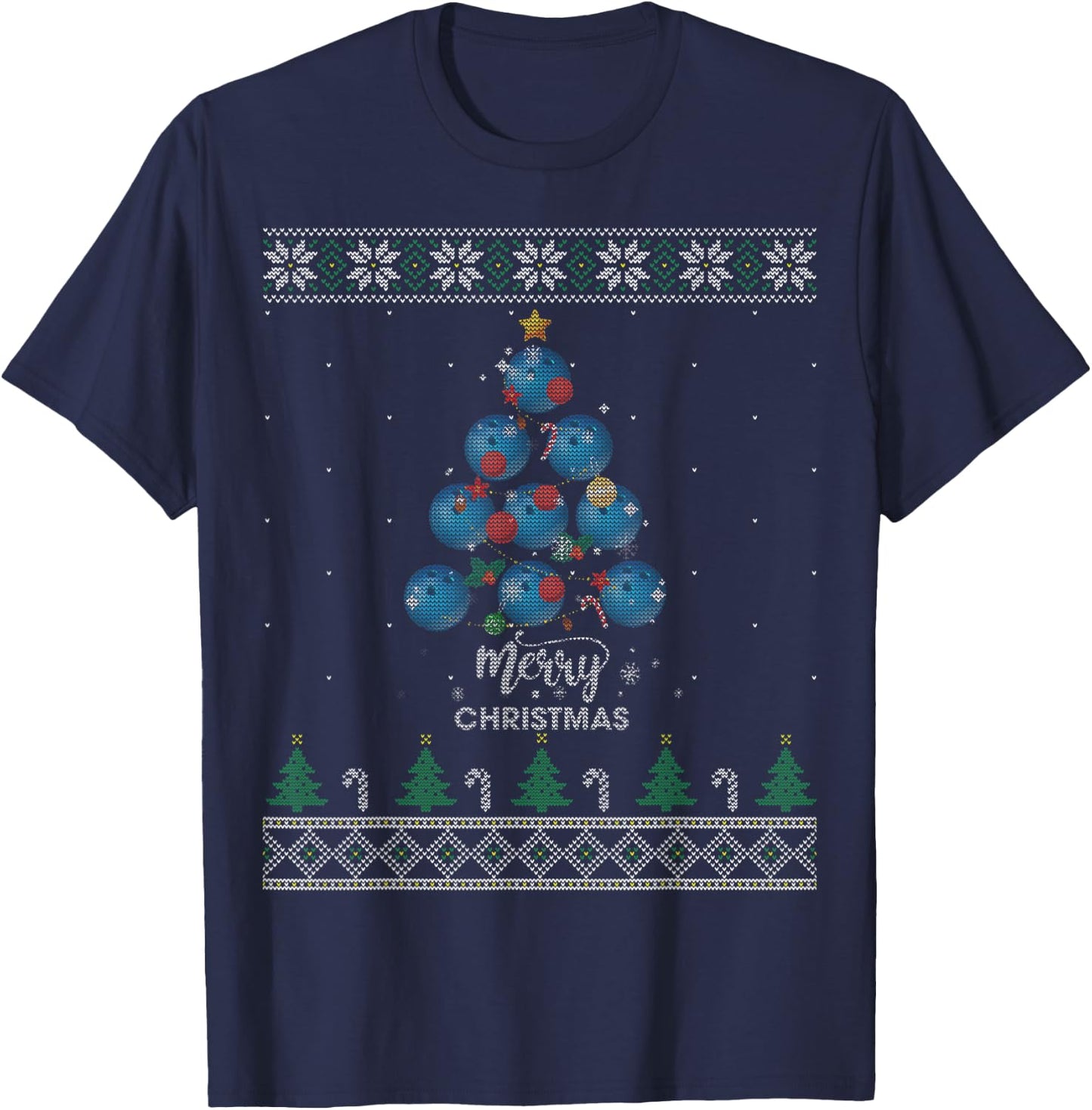 Bowling Christmas Tree Xmas Gift Bowling Lovers T-Shirt - T-Shirt | Navy