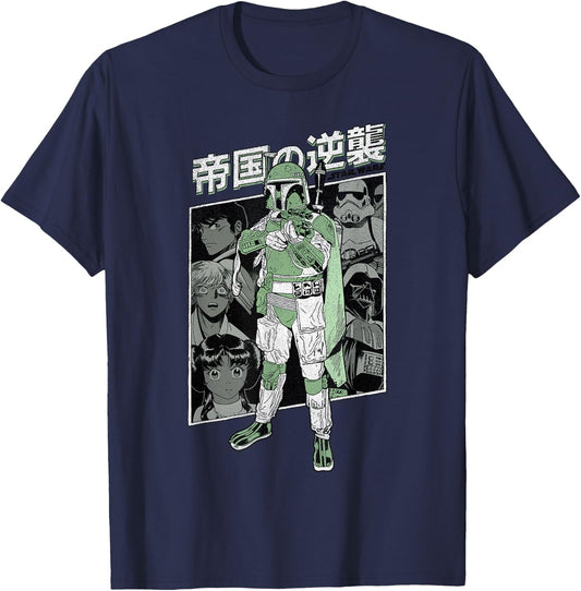 Star Wars Boba Fett Kanji Anime Poster T-Shirt - T-Shirt | Navy