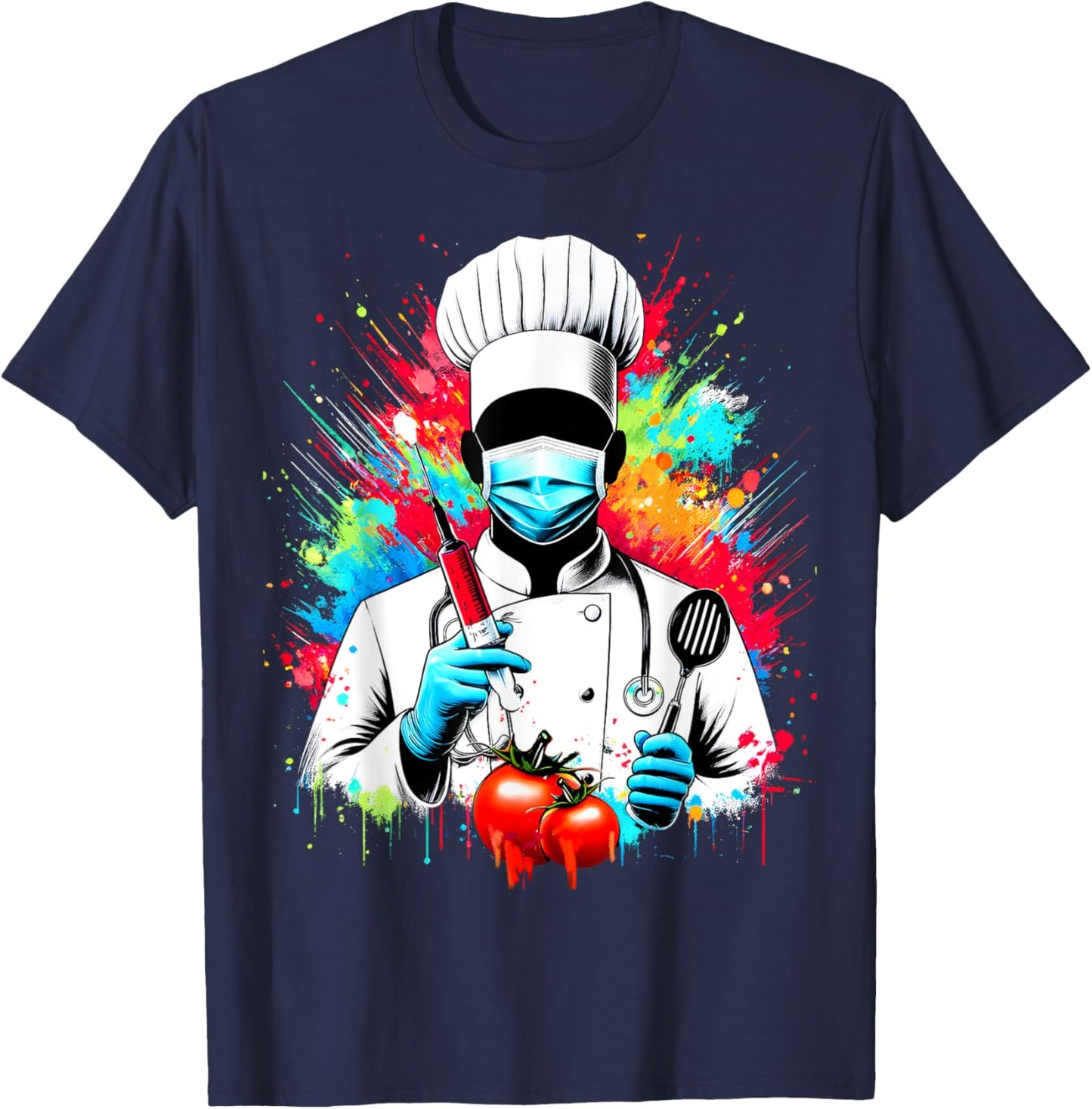 Funny Colorful Chef Doctor Splash Artwork - Cooking Lovers T-Shirt - T-Shirt | Navy