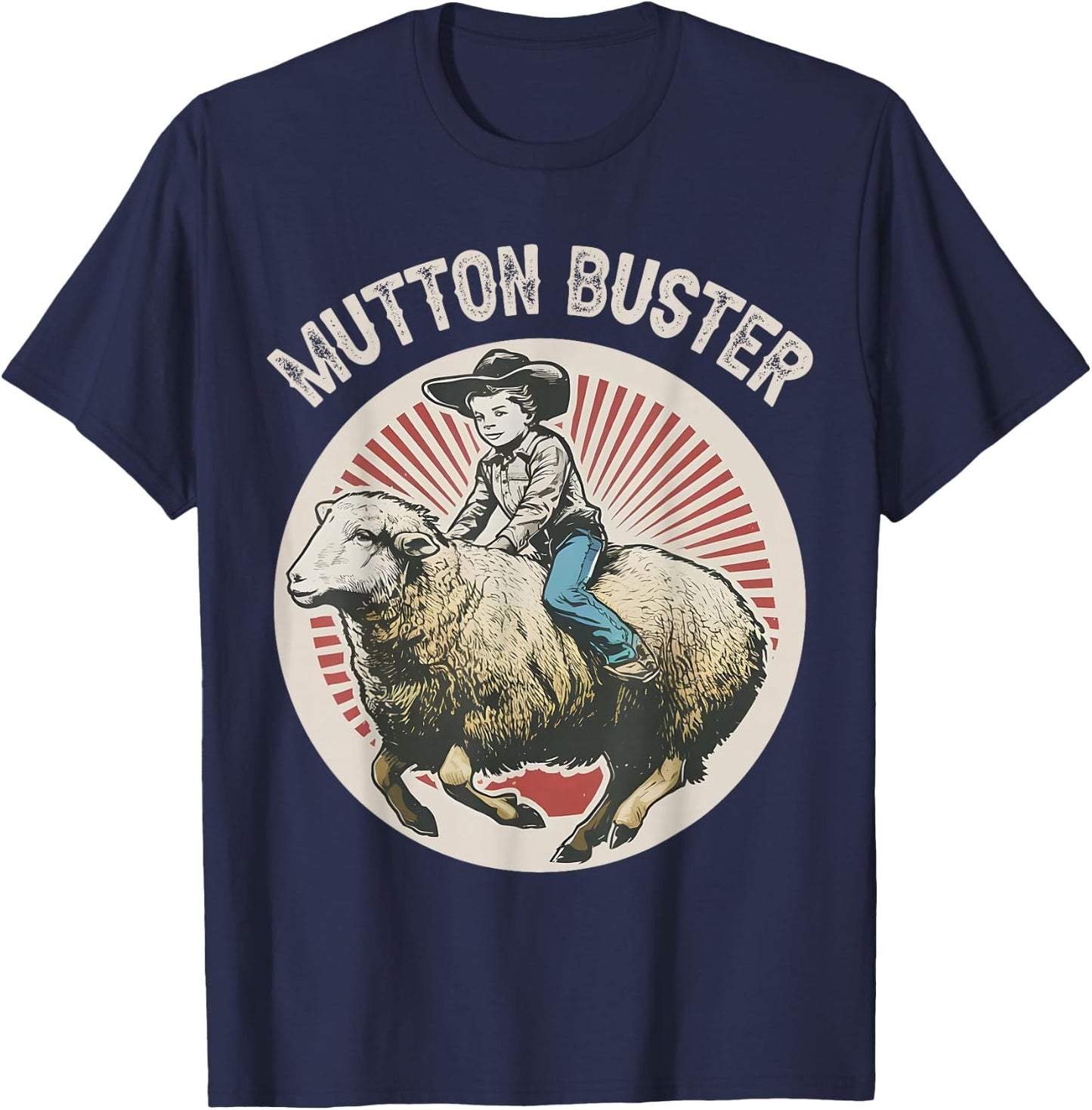 Mutton Buster Mutton Busting Sheep Riding Texas Rodeo Kids T-Shirt - T-Shirt | Navy