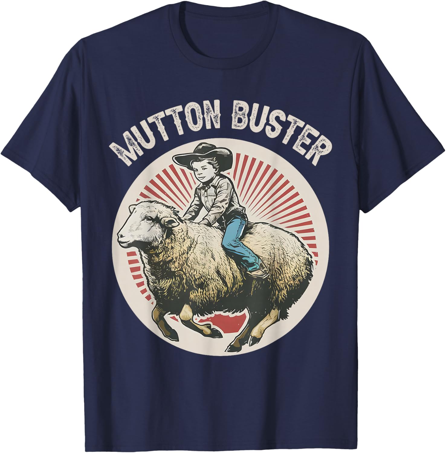 Mutton Buster Mutton Busting Sheep Riding Texas Rodeo Kids T-Shirt - T-Shirt | Navy