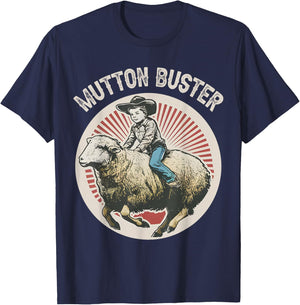 Mutton Buster Mutton Busting Sheep Riding Texas Rodeo Kids T-Shirt - T-Shirt | Navy