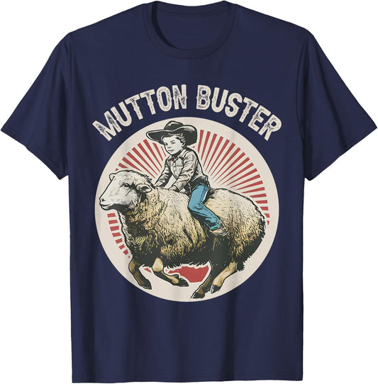 Mutton Buster Mutton Busting Sheep Riding Texas Rodeo Kids T-Shirt - T-Shirt | Navy