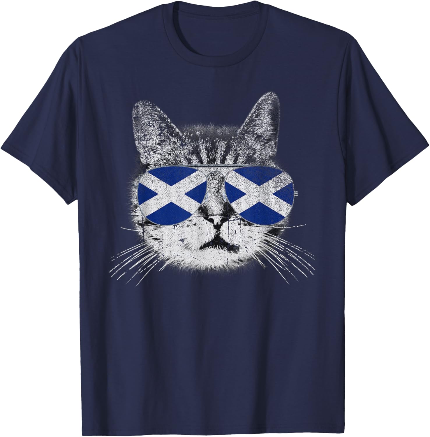 Cat Shirt Scottish Scotland Flag Country Retro Funny T-Shirt - T-Shirt | Navy