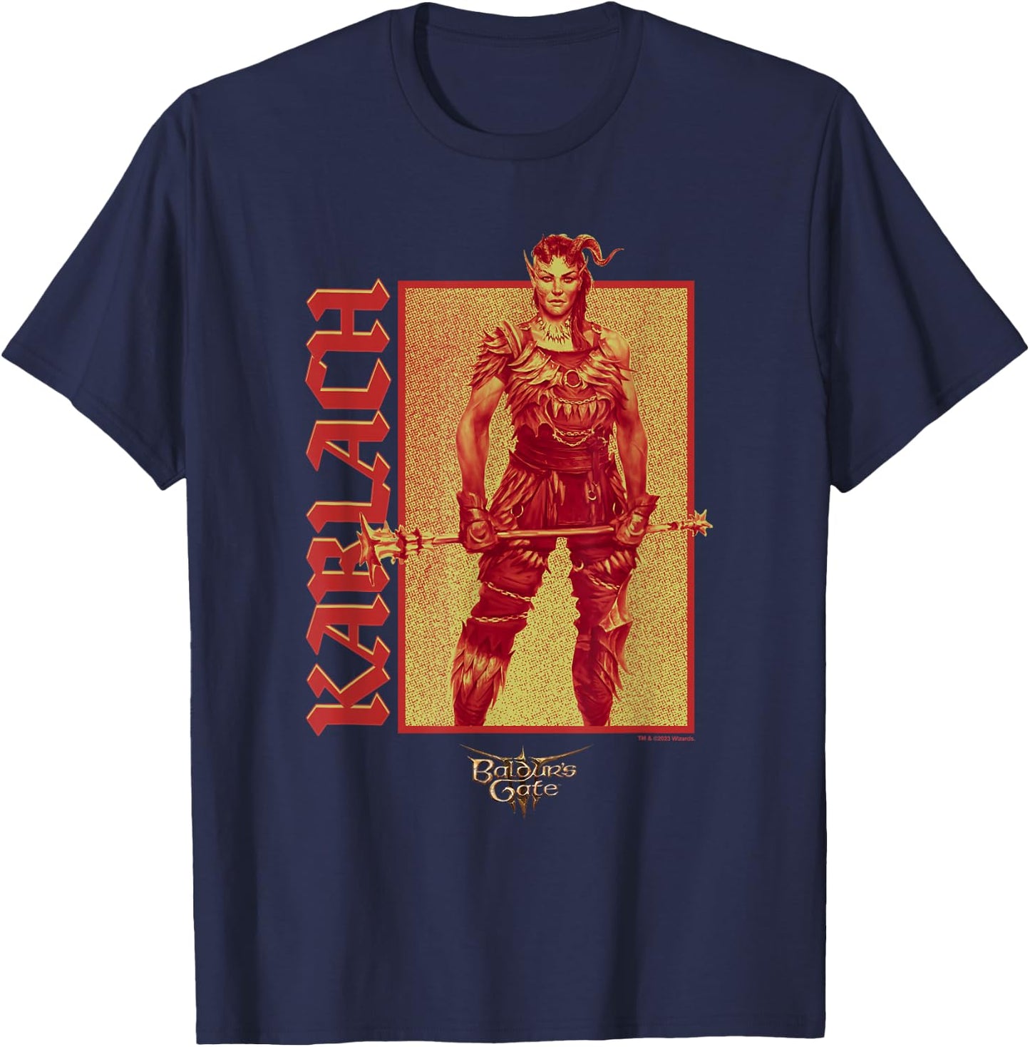 Dungeons & Dragons Karlach Confident Pose Big Chest Poster T-Shirt - T-Shirt | Navy
