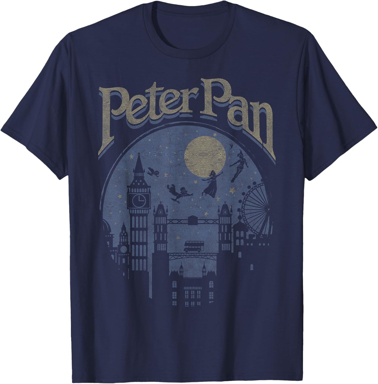 Disney Peter Pan Group Shot London Night Silhouette T-Shirt - T-Shirt | Navy
