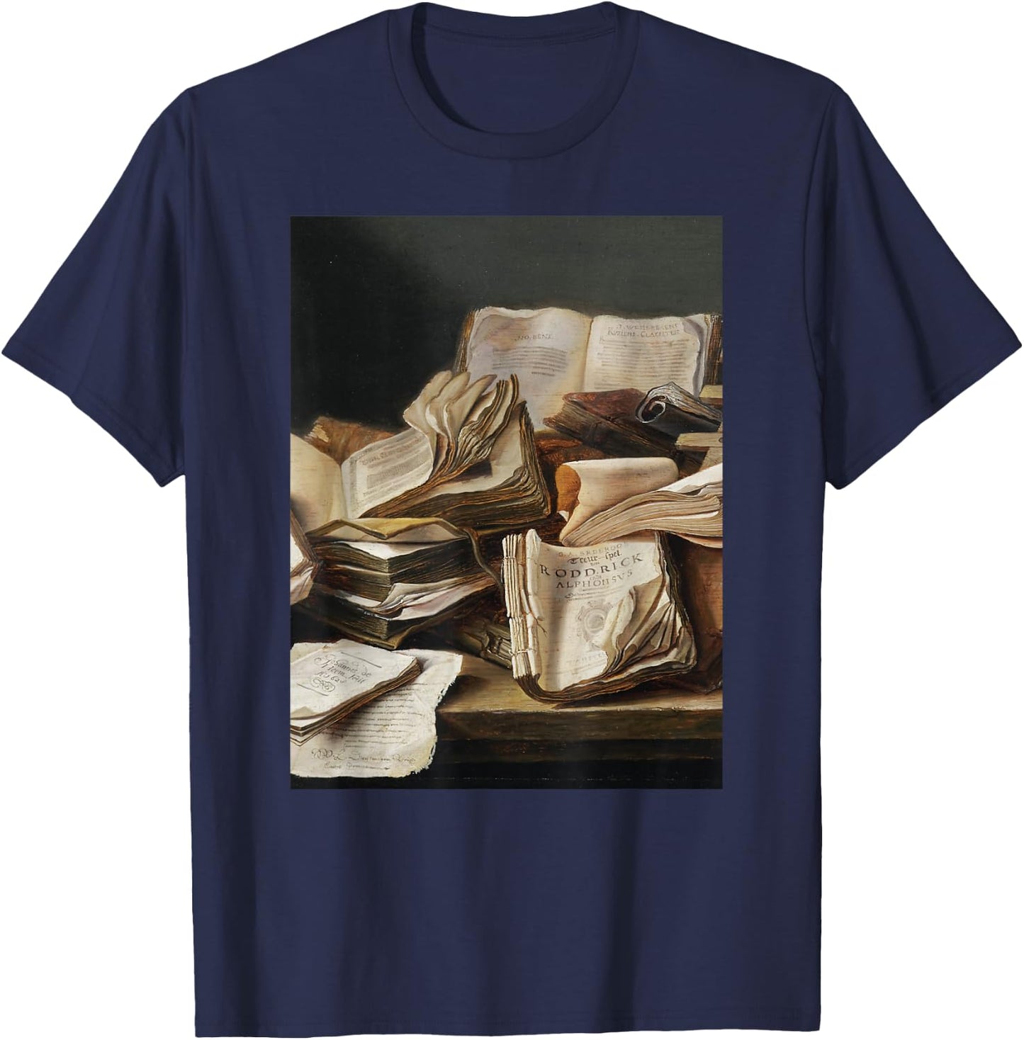 Dark Academia Aesthetic Styles Book Lover Art T-Shirt - T-Shirt | Navy
