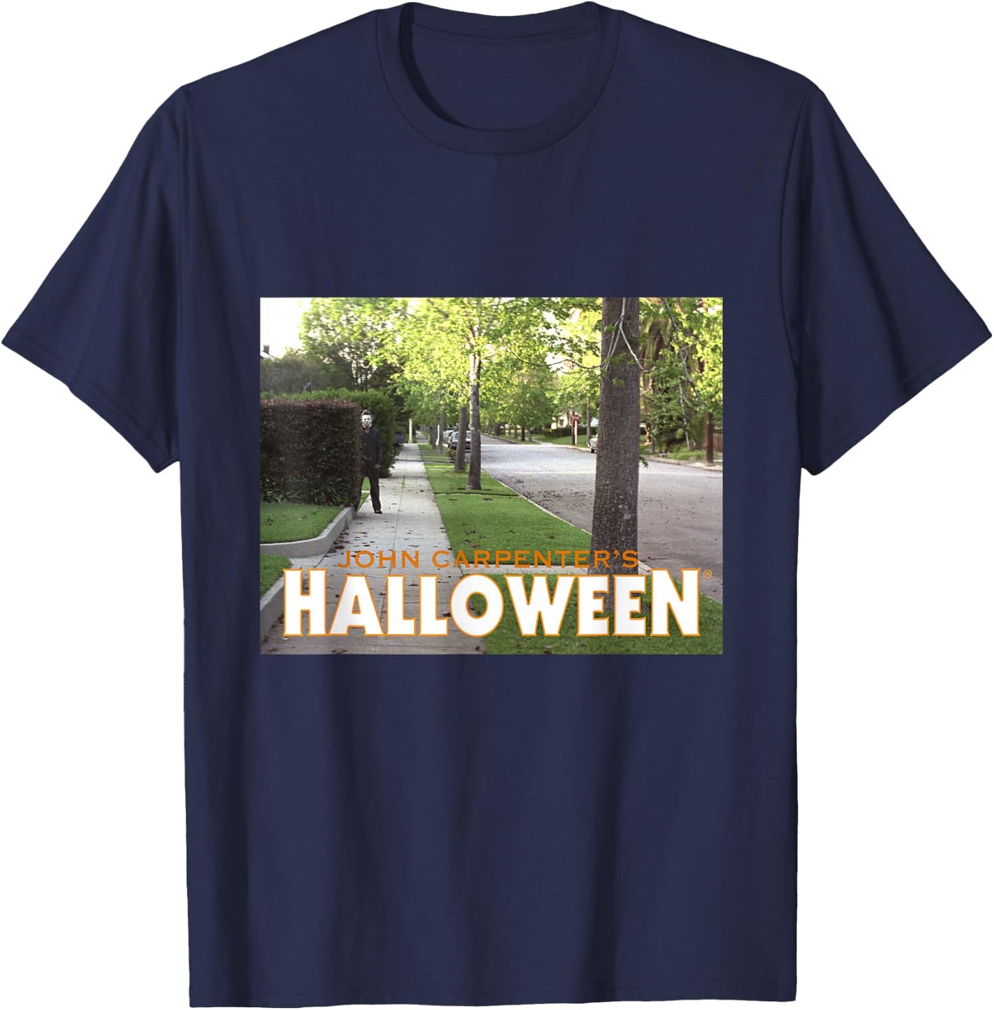 Halloween Michael Myers Behind Bush T-Shirt - T-Shirt | Navy