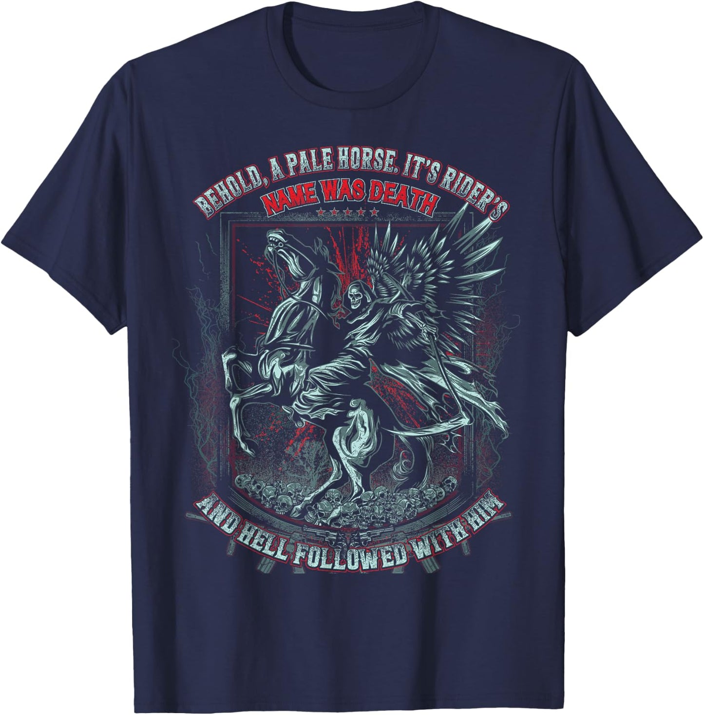Pale Horse Rider His Name was Death T-Shirt - T-Shirt | Navy