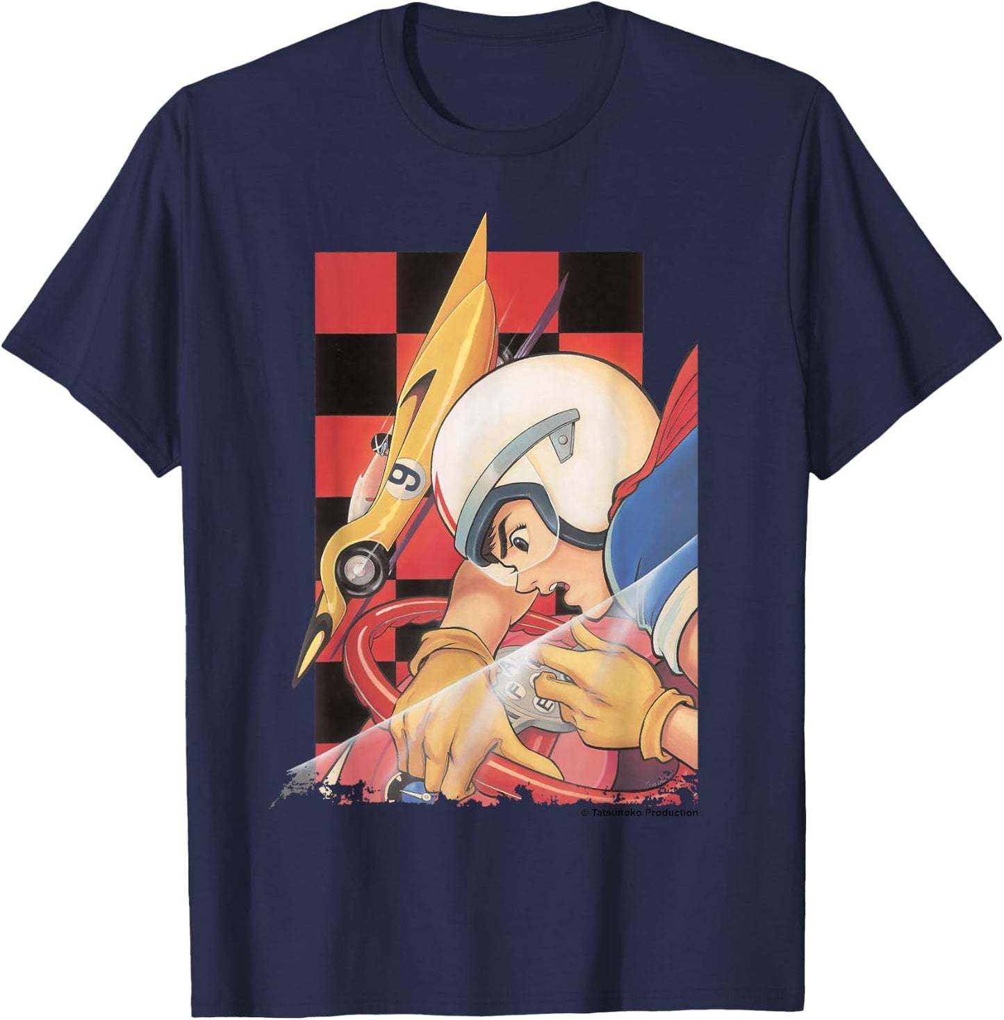 Manga Speed Racer Red Checkered T-Shirt - T-Shirt | Navy
