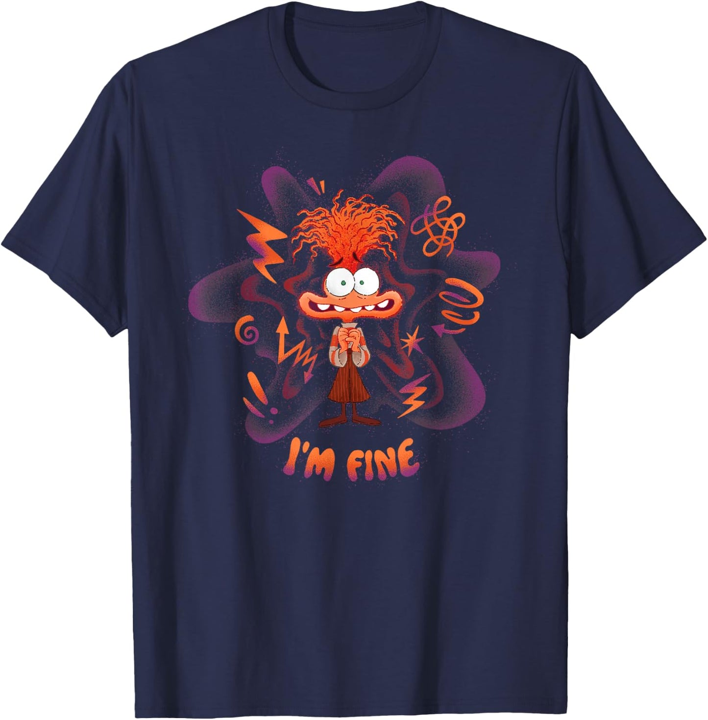 Disney Pixar Inside Out 2 I'm Fine Emotional Anxiety Poster T-Shirt - T-Shirt | Navy