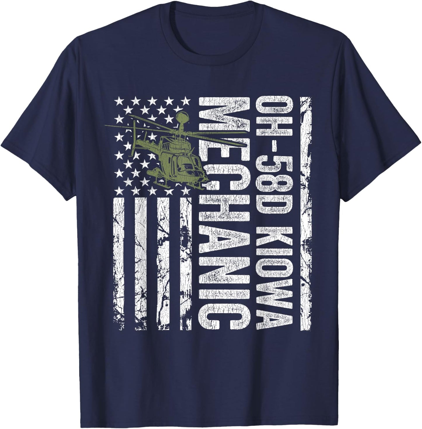 OH-58D Kiowa Warrior Helicopter Mechanic Veteran T-Shirt - T-Shirt | Navy