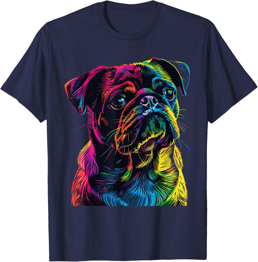 Pug Pop Art Colorful Portrait for Dog Lovers Women Kids T-Shirt - T-Shirt | Navy