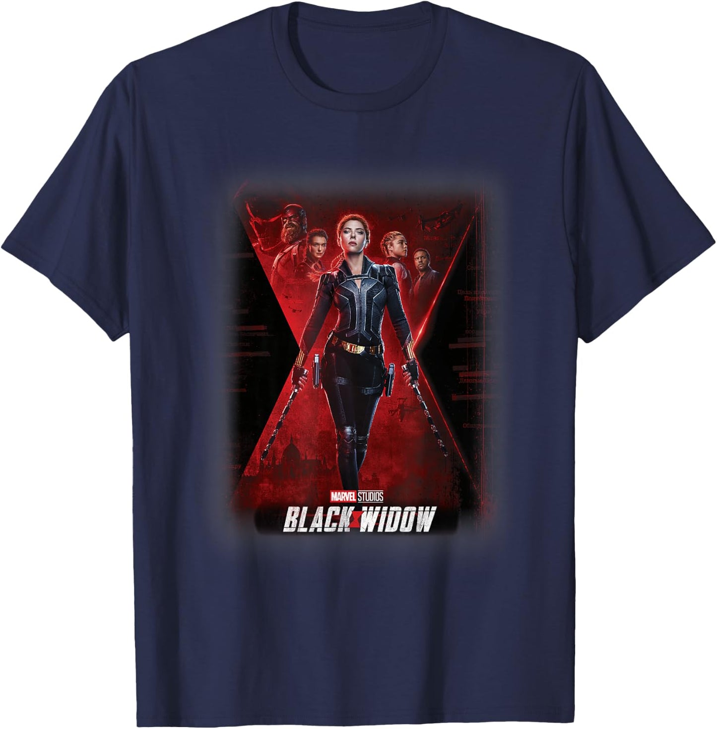 Marvel Black Widow Group Shot Poster T-Shirt - T-Shirt | Navy