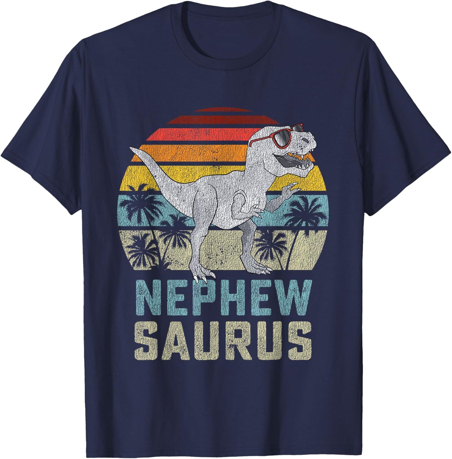 Nephewsaurus T Rex Dinosaur Nephew Saurus Family Matching T-Shirt - T-Shirt | Navy