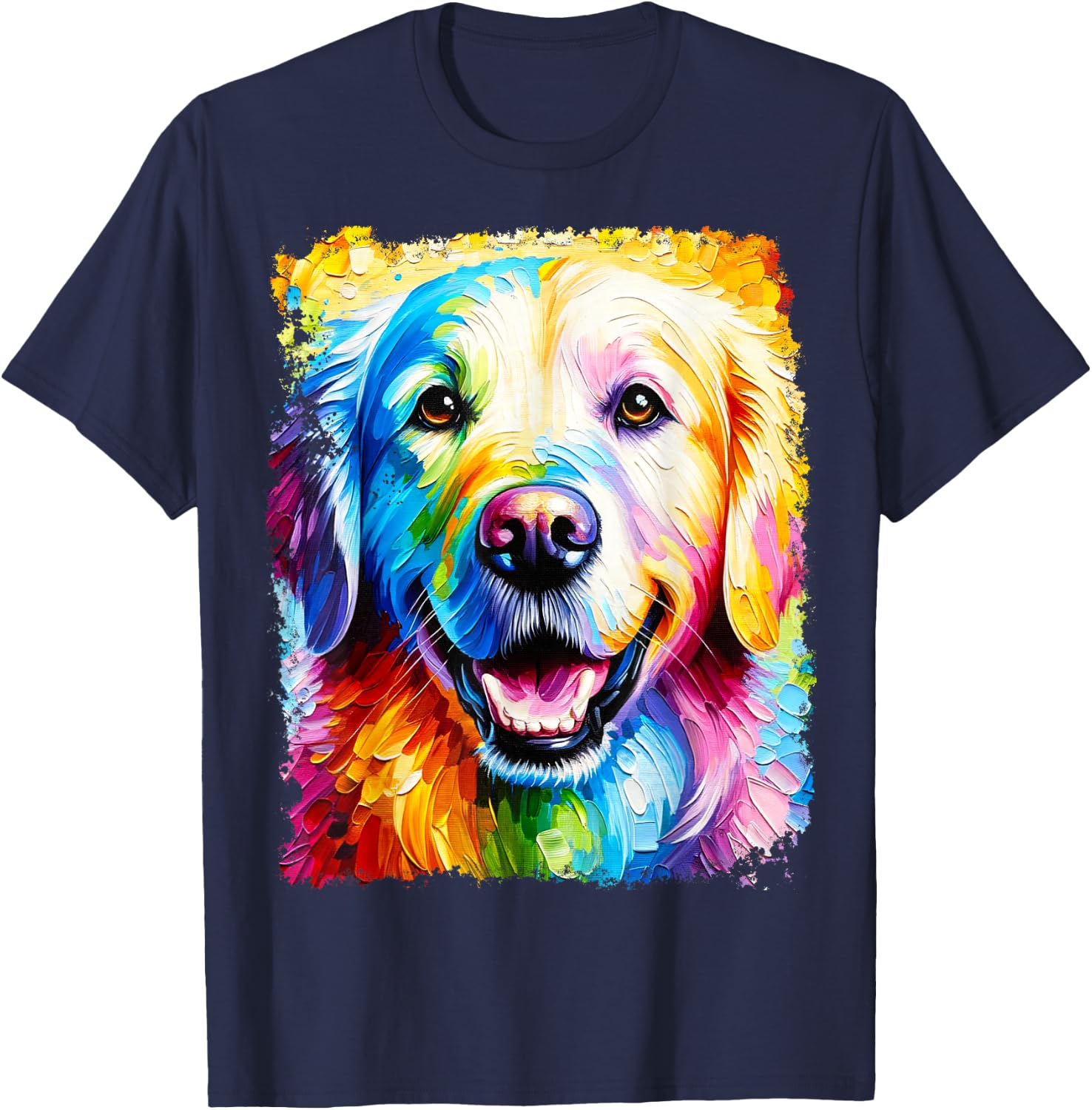Golden Retriever Rainbow T-Shirt - T-Shirt | Navy