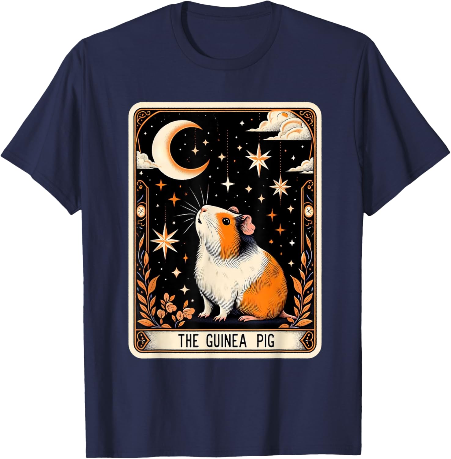 The Guinea Pig Tarot Card Women Men Kids Stars with Moon T-Shirt - T-Shirt | Navy