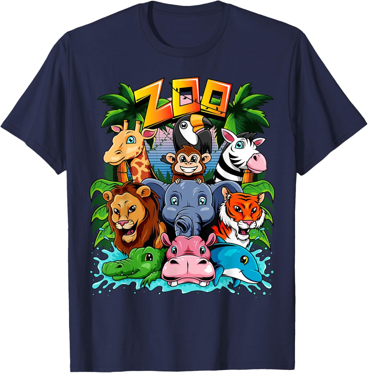 Zoo Animal Kids Boys Girls Teacher School Excursion T-Shirt - T-Shirt | Navy