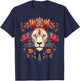 Lion Colourful Lions from Africa Day of the Dead T-Shirt - T-Shirt | Navy