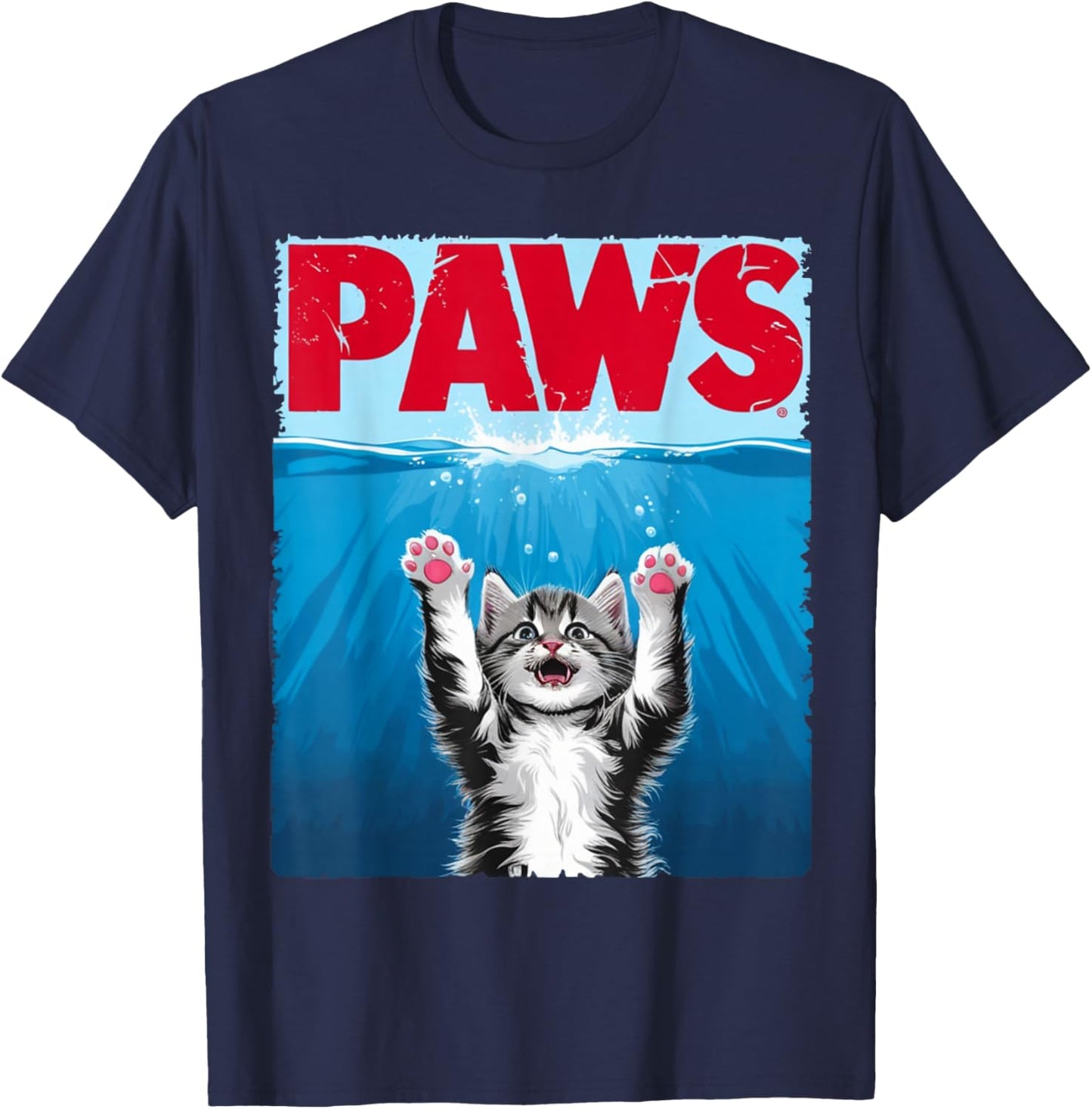 Paws Cat Cute Funny Cat Lover Parody T-Shirt - T-Shirt | Navy