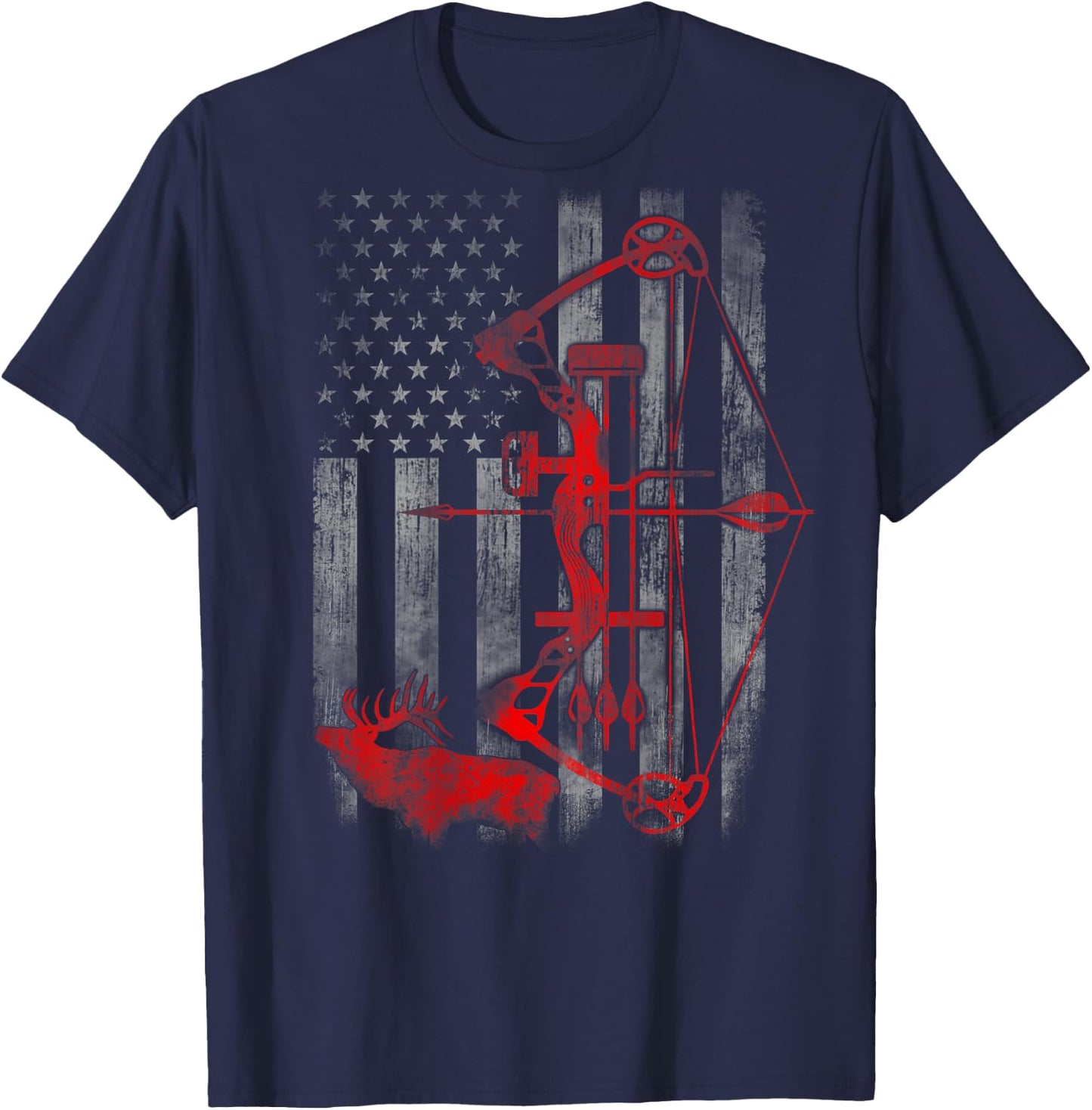 Bow Deer hunting flag Archery T-Shirt - T-Shirt | Navy