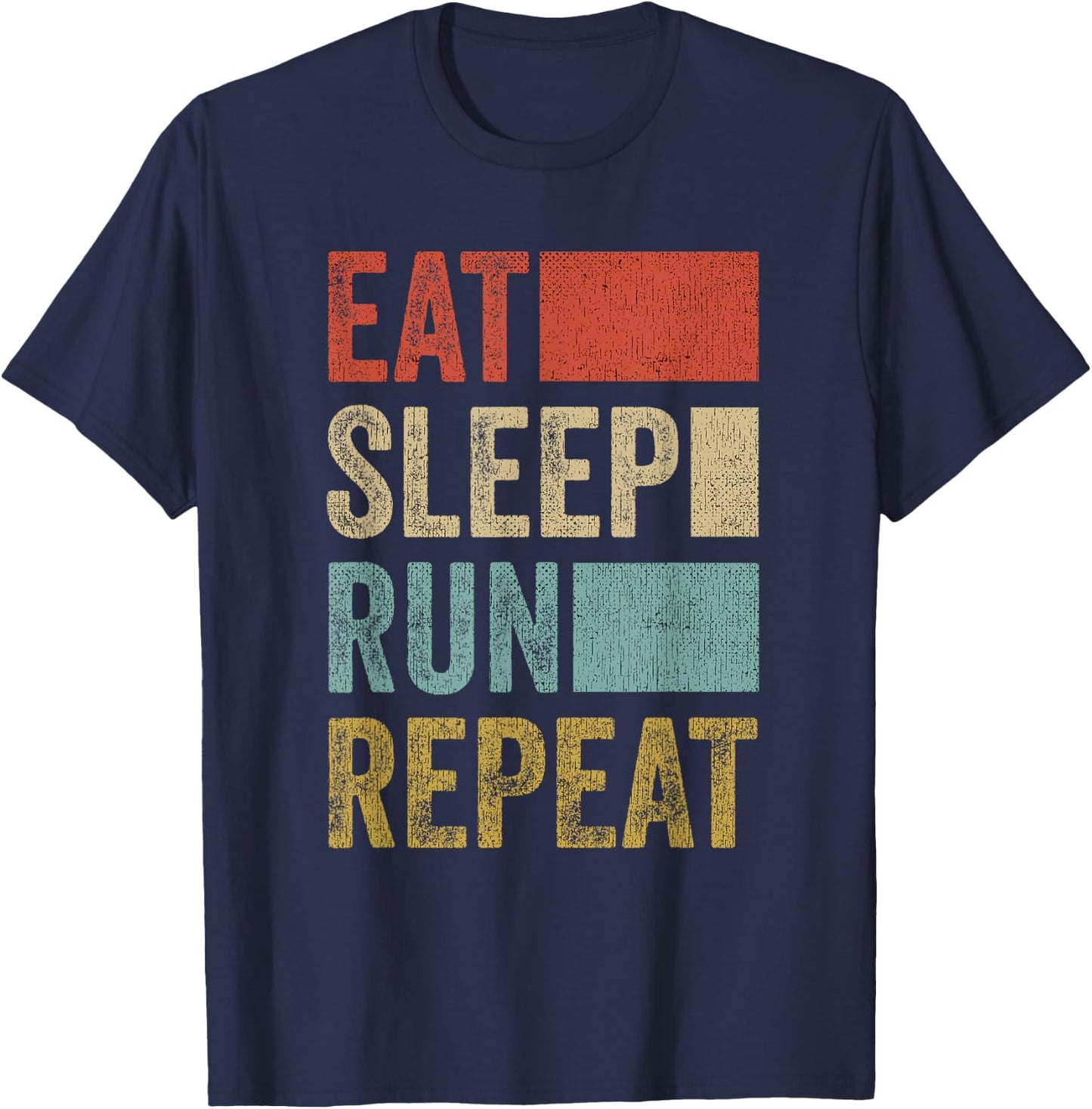 Retro Runner Outfit Eat Sleep Run Repeat Funny Running T-Shirt - T-Shirt | Navy