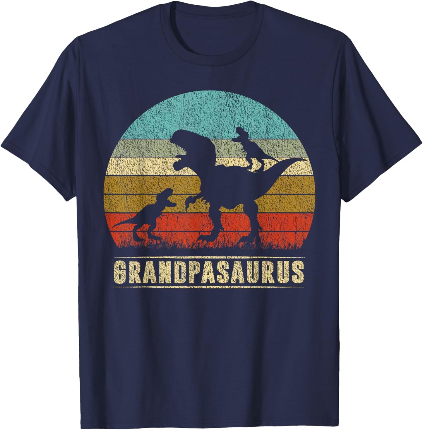 Grandpa Dinosaur Grandpasaurus 2 Two kids Father's Day T-Shirt - T-Shirt | Navy