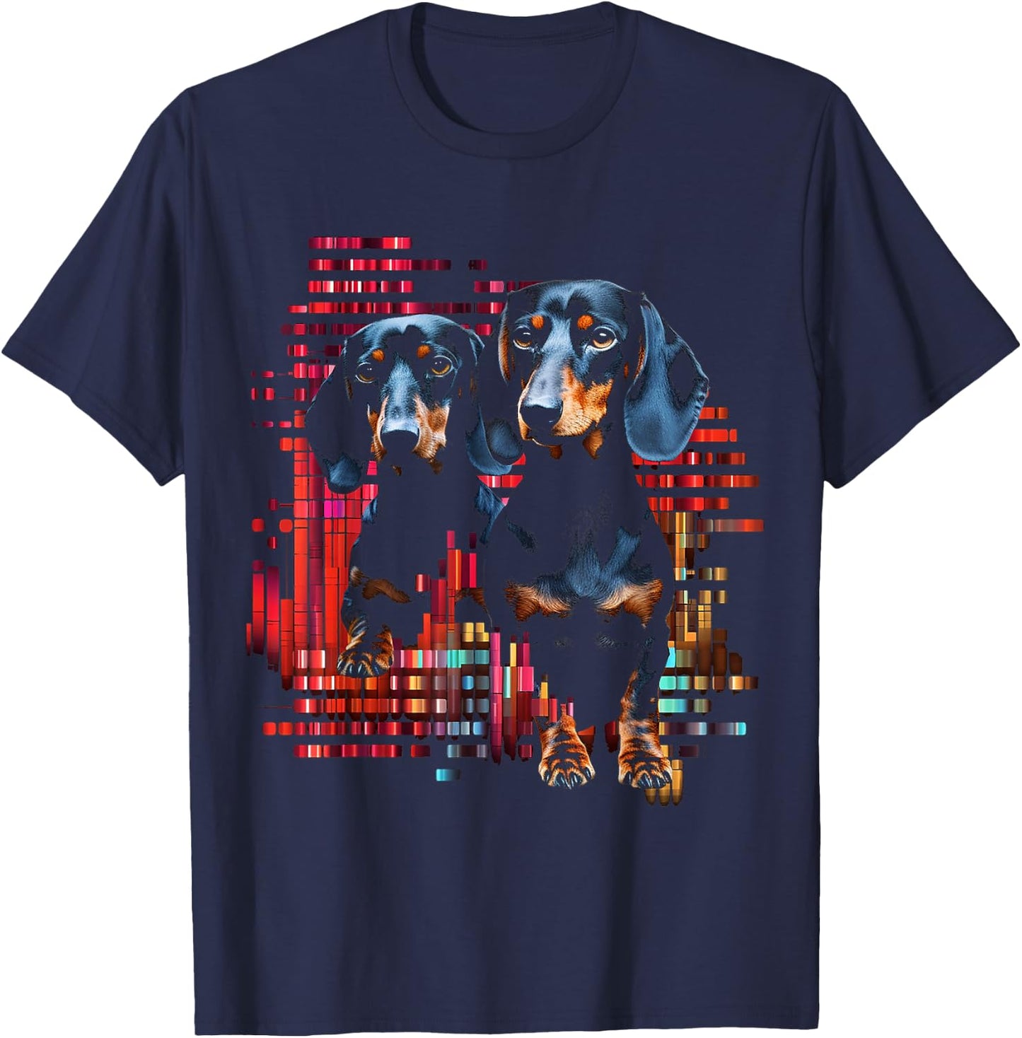 Dachshund Love Animal Pet Pixel Art Graphic Dog Dachshund Men Women Kids T-Shirt - T-Shirt | Navy