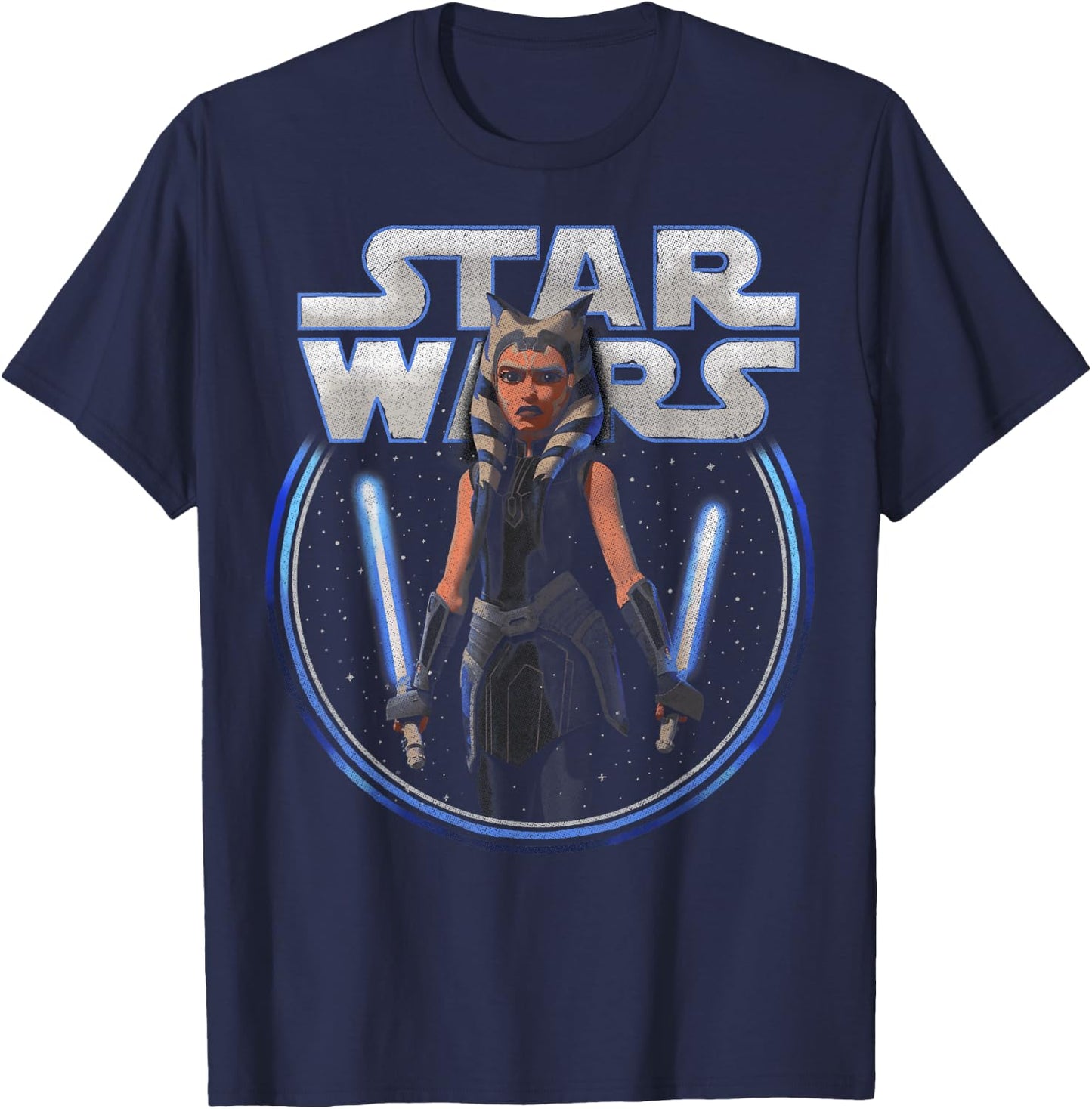 Star Wars: The Clone Wars Ahsoka Dual Wield Portrait T-Shirt - T-Shirt | Navy
