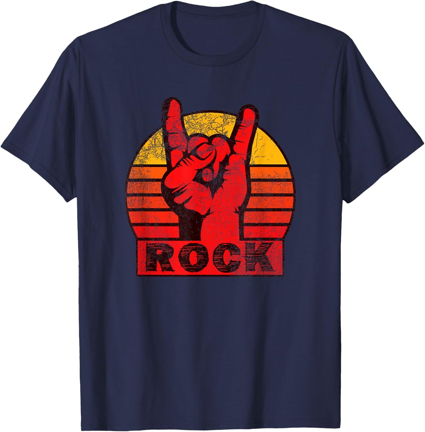 Shirt with red, rocker hand, lettering Rock T-Shirt - T-Shirt | Navy