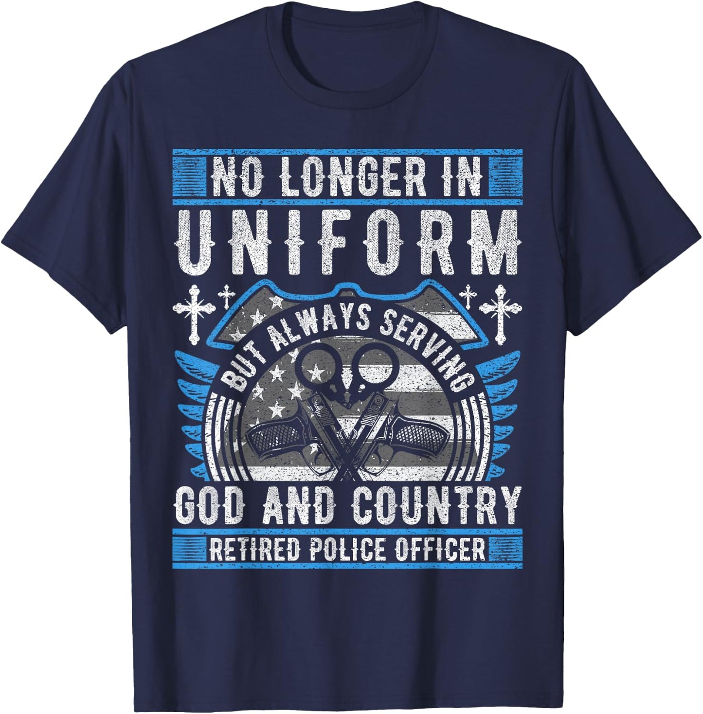 Police Officer Vintage Flag - Retired Police T-Shirt - T-Shirt | Navy