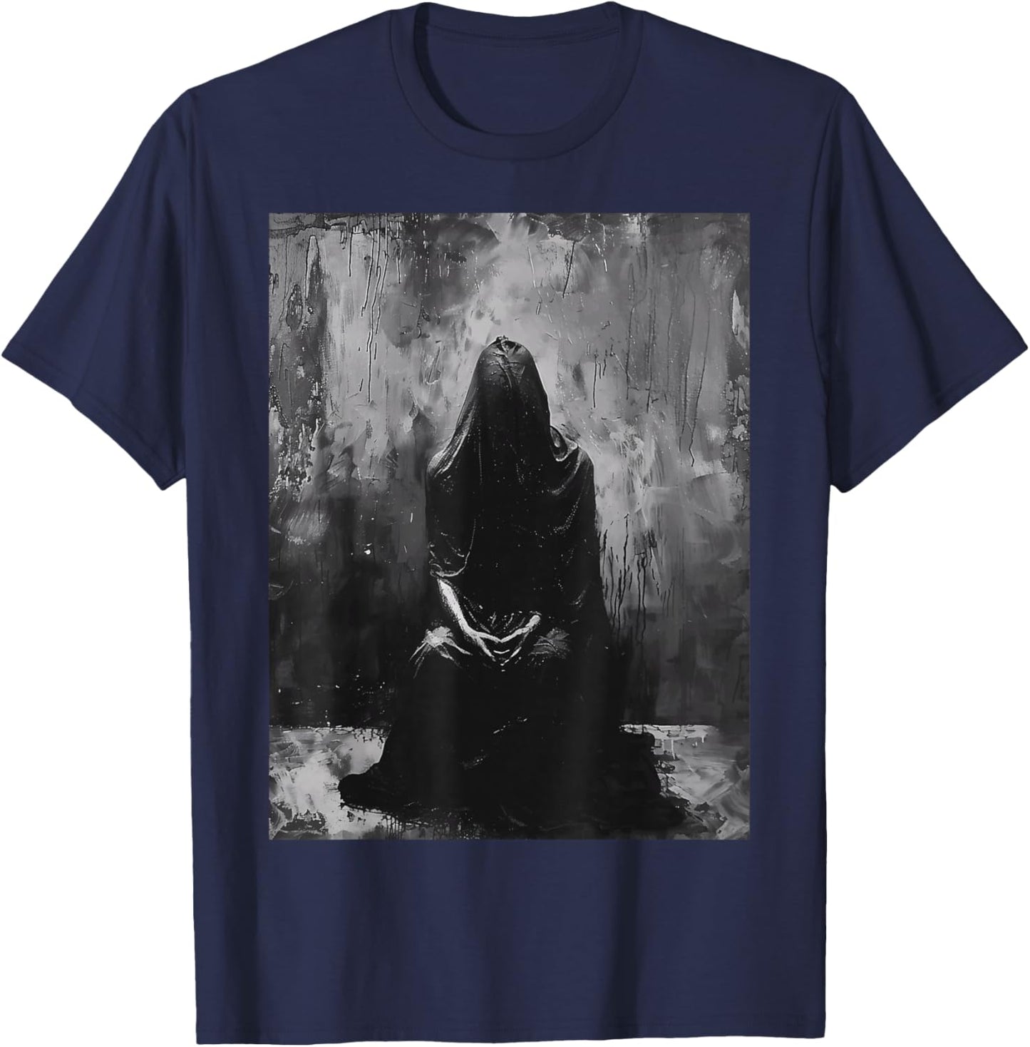 Dark Occult Horror Goth Alt Demon Hell Art Aesthetic T-Shirt - T-Shirt | Navy