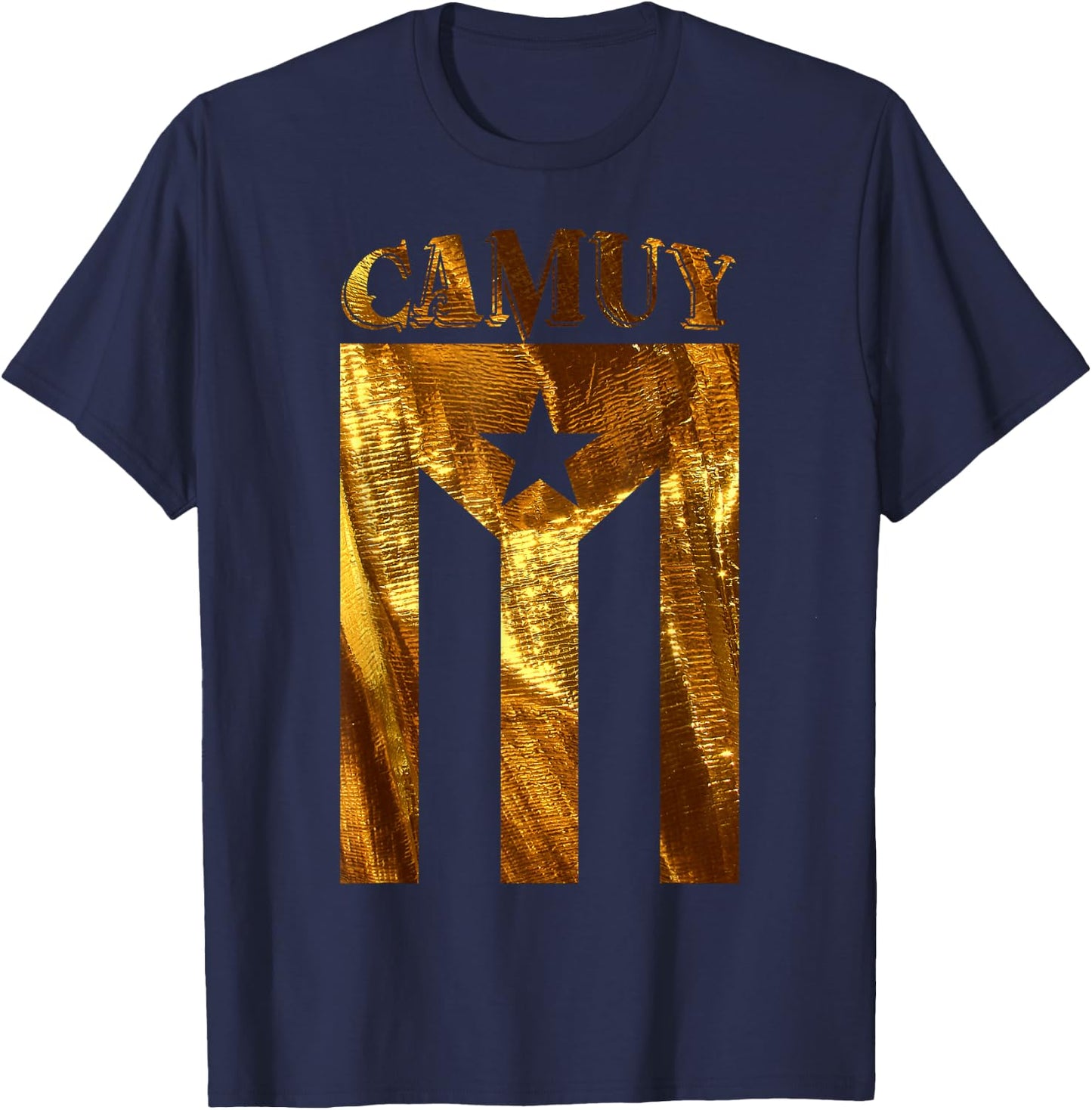 Puerto Rican Camuy Gold Boricua, Puerto Rico Flag Shirt T-Shirt - T-Shirt | Navy