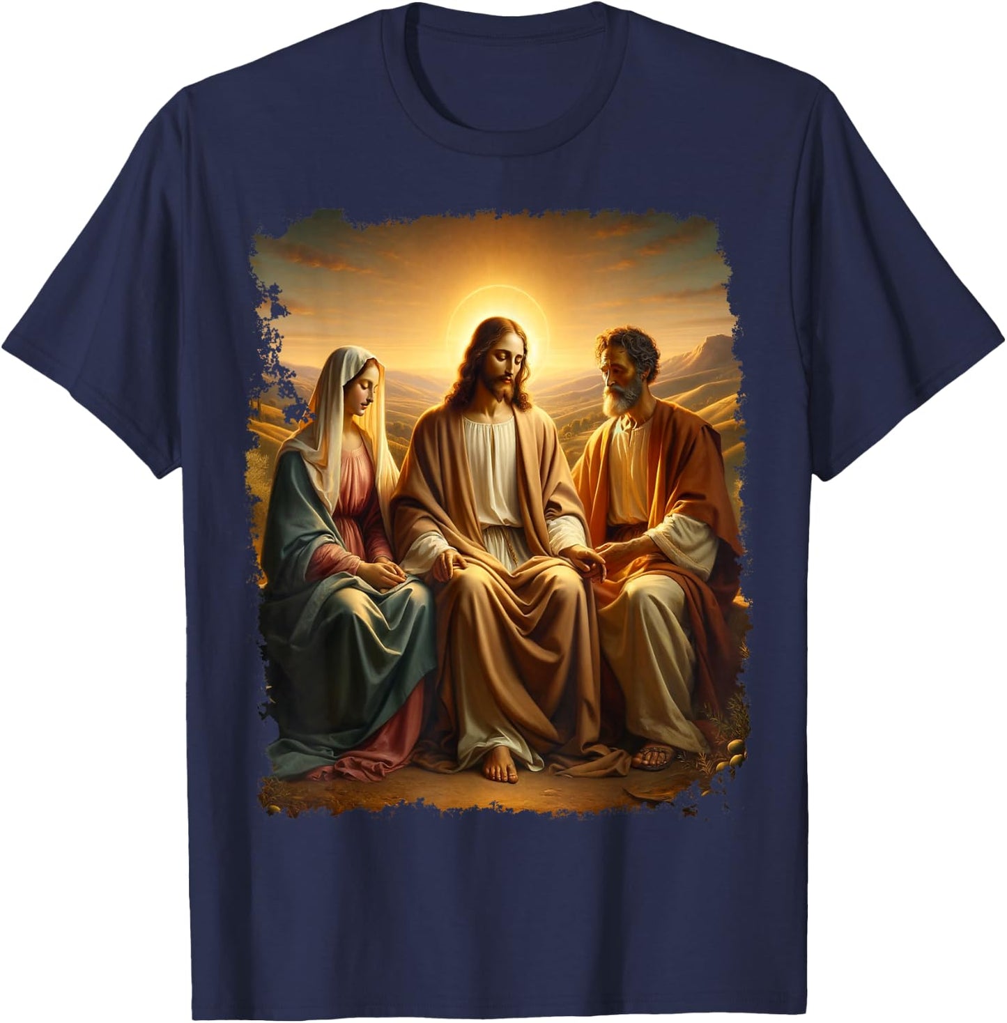 Jesus Christ Mary Joseph Christian T-Shirt - T-Shirt | Navy