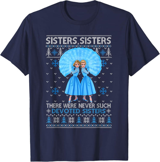 Sisters White Xmas Snow Christmas Movie 1954 Holiday Pajamas T-Shirt - T-Shirt | Navy
