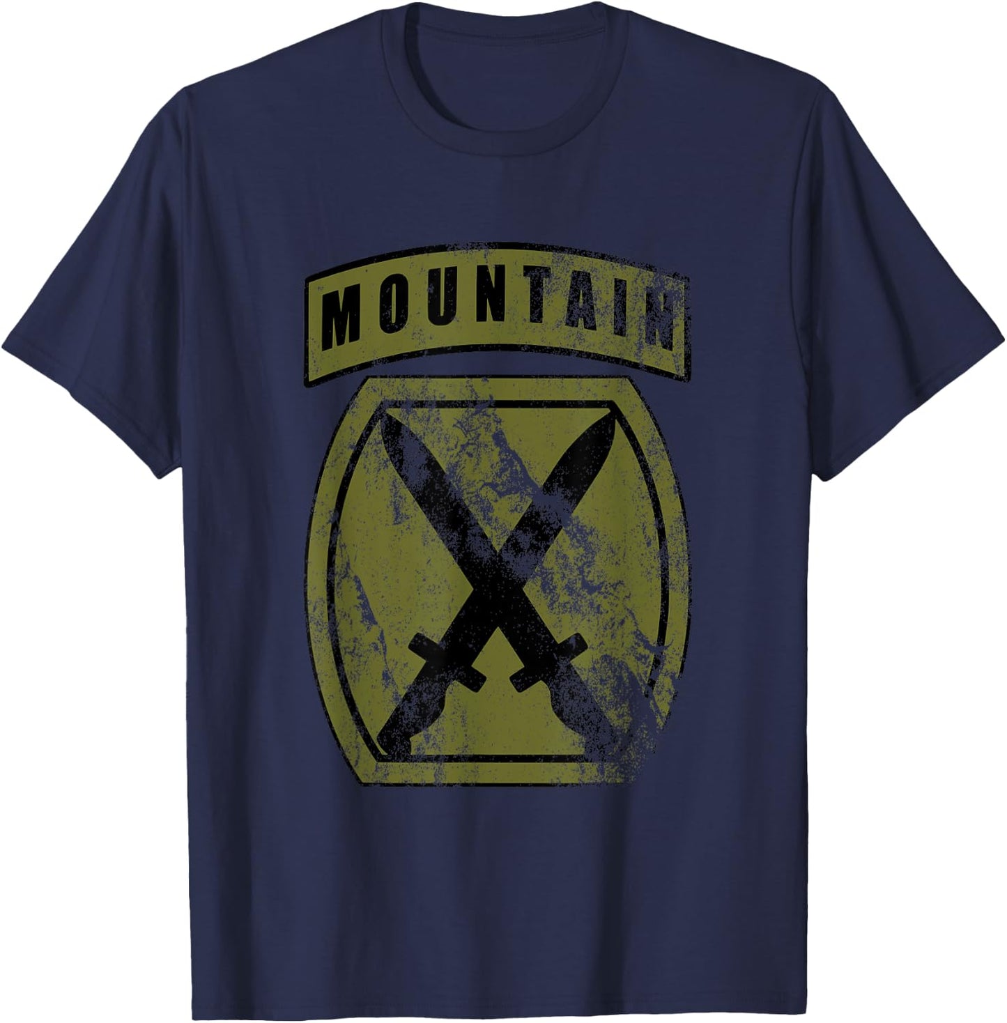 10th Mountain Division Patch 10th MTN OD Green Camo vintage T-Shirt - T-Shirt | Navy